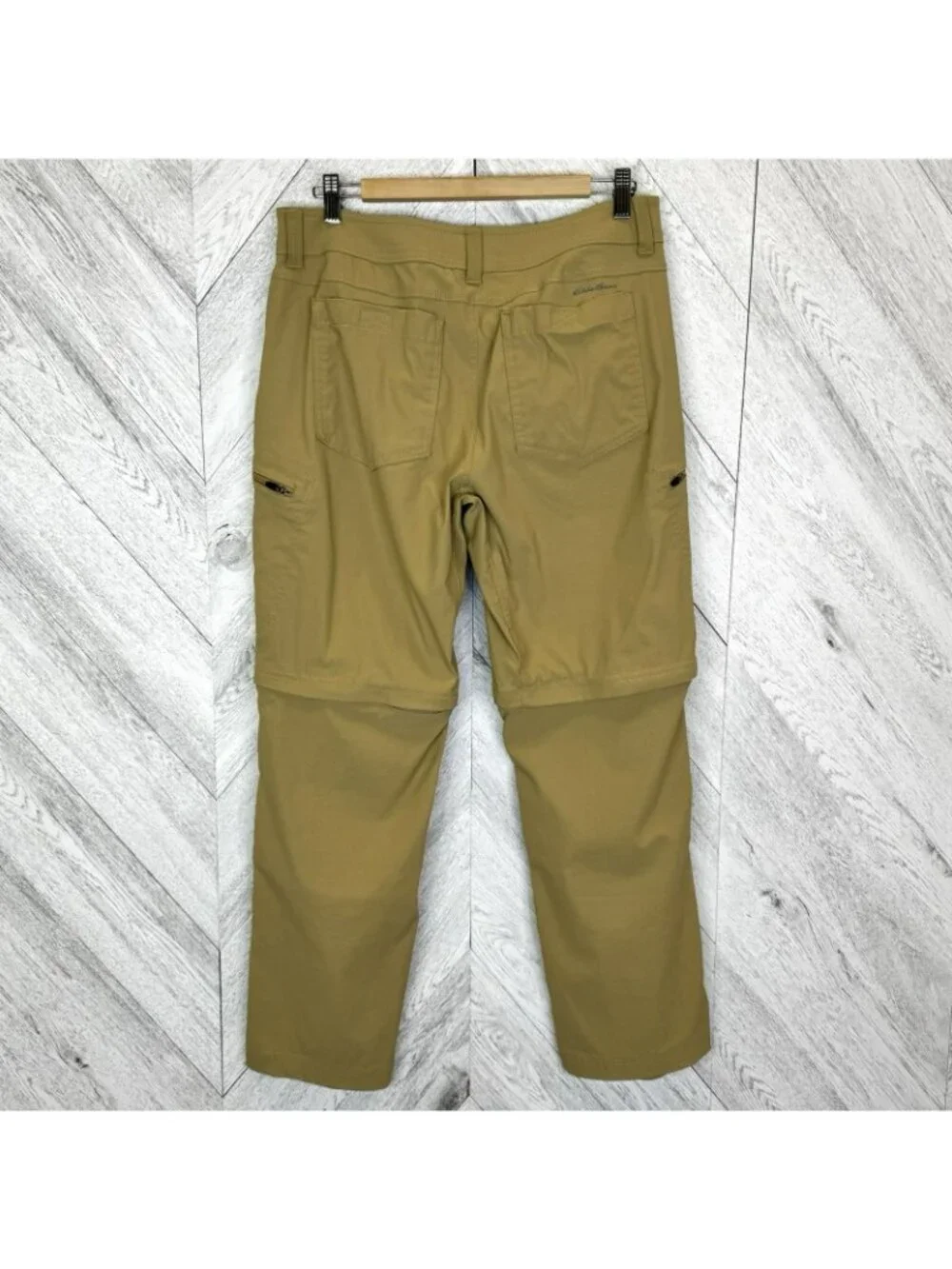 Eddie Bauer First Ascent Pants Mens 33x30 Khaki Tan Hiking Convertible Stretch